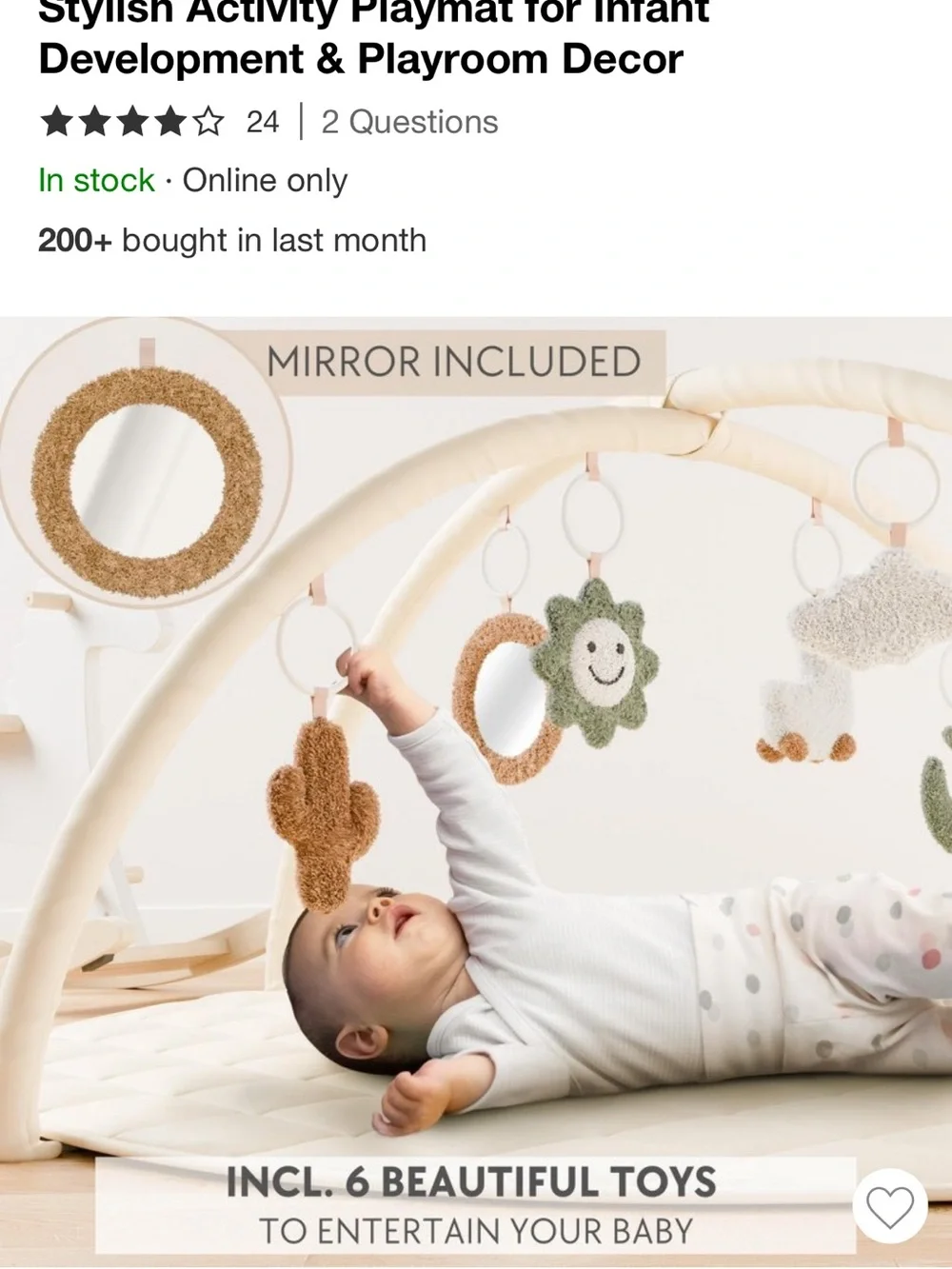Target Cream Quilted Baby Playmat with Neutral Plush Hanging Toys